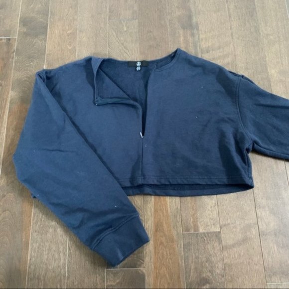 Missguided Sweaters - Missguided Navy Zip Front Crop Sweatshirt 4